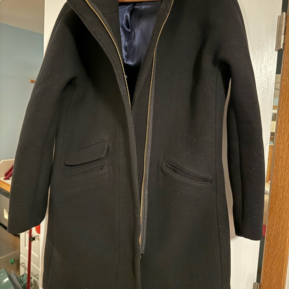 J. Crew Italian Stadium Cloth, black, cocoon coat